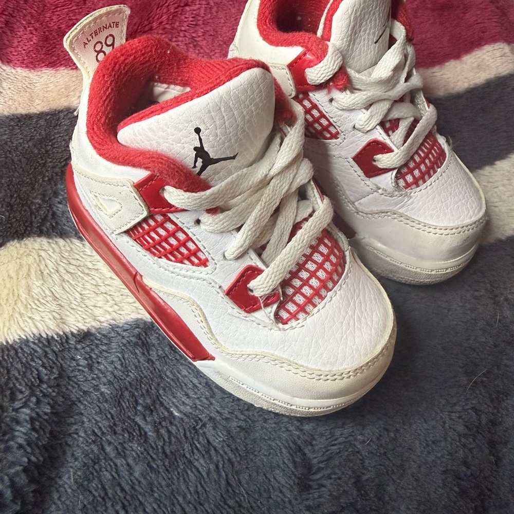 Jordan Kids White and Red Sneakers
